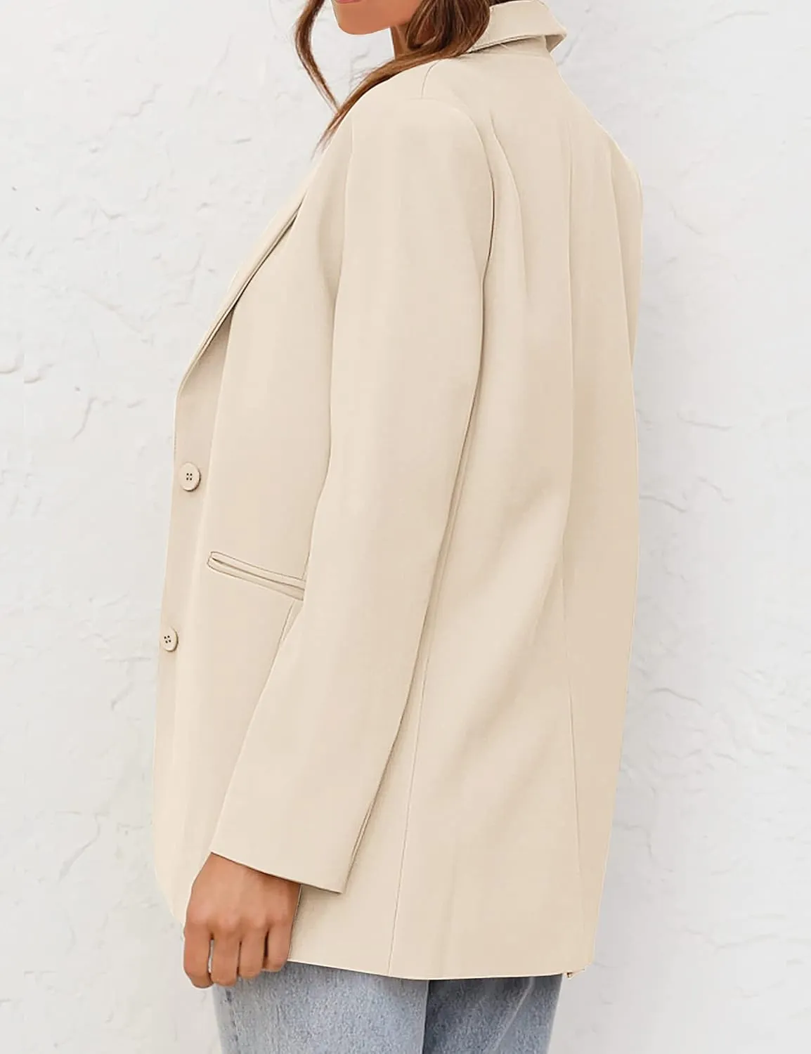 MEROKEETY Women's 2024 Fall Casual Blazers Long Sleeve Lapel Open Front Button Work Blazer Jackets with Pockets