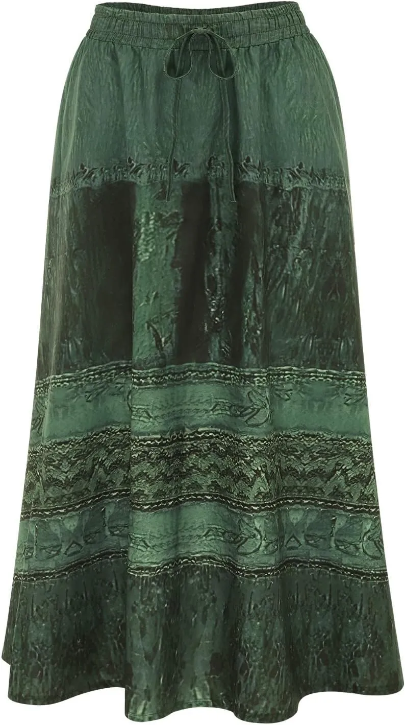 Midi Skirts for WomenWomen's Pull on Woven Tiered Midi Skirt Pleated Cheer Skirt Self Belted Sparkly Skirt and