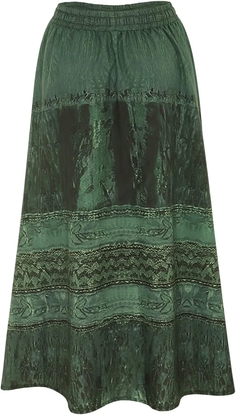 Midi Skirts for WomenWomen's Pull on Woven Tiered Midi Skirt Pleated Cheer Skirt Self Belted Sparkly Skirt and