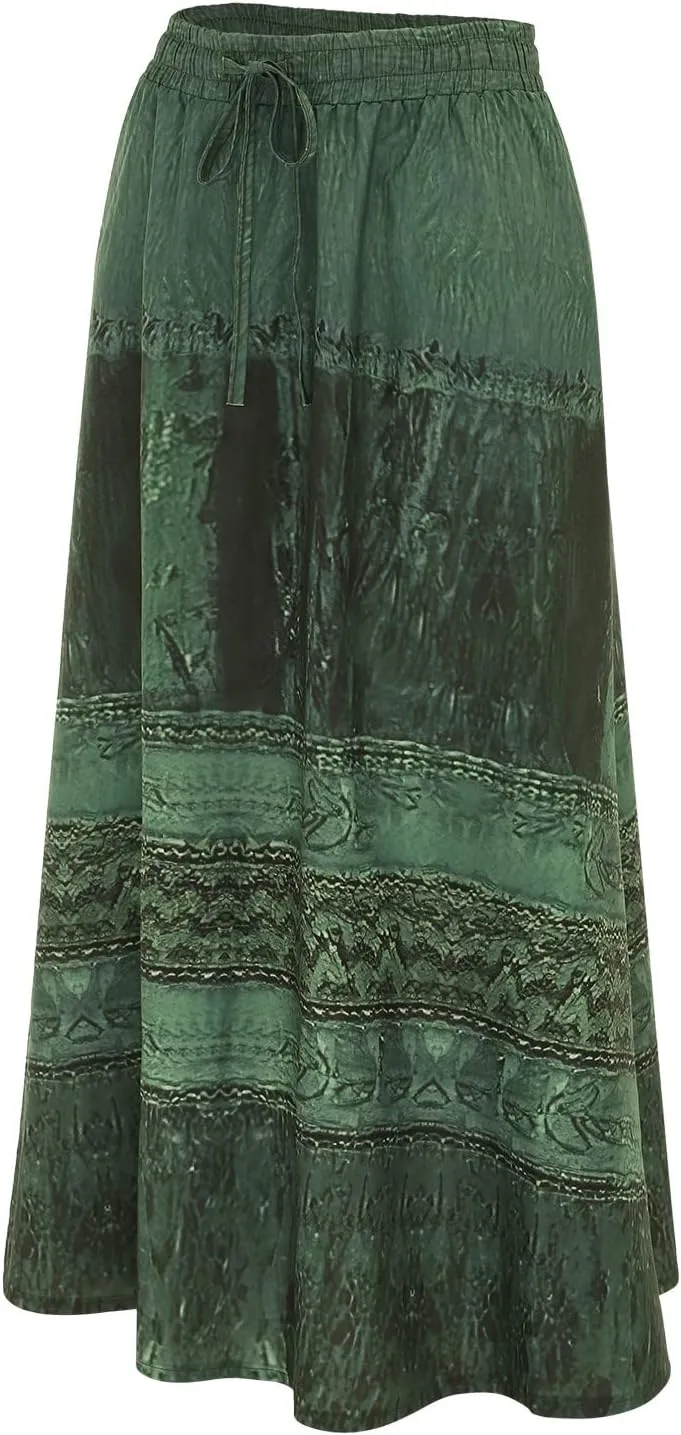 Midi Skirts for WomenWomen's Pull on Woven Tiered Midi Skirt Pleated Cheer Skirt Self Belted Sparkly Skirt and