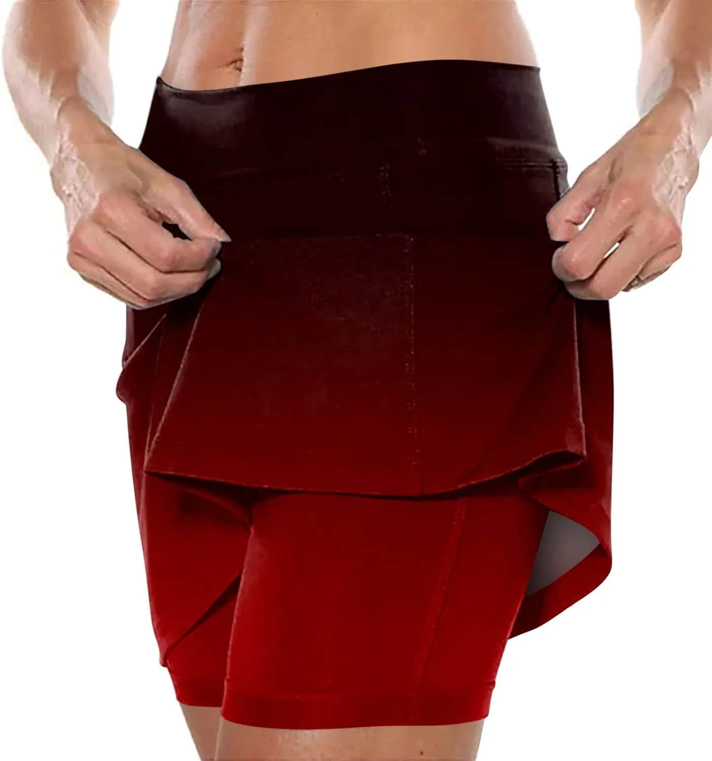 Mini Skorts for Women Tummy Control High Waisted Athletic Tennis Golf Skirts with Pockets Gradient Color Skirt