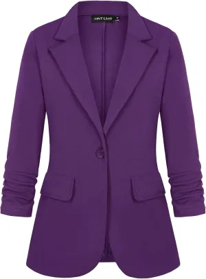 MINTLIMIT Womens Blazer 3/4 Sleeve Lapel Collar Business Work Blazers Button Front Casual Jackets with Pockets