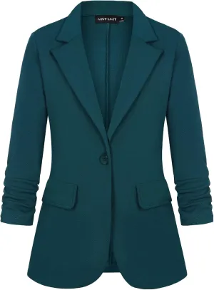 MINTLIMIT Womens Blazer 3/4 Sleeve Lapel Collar Business Work Blazers Button Front Casual Jackets with Pockets