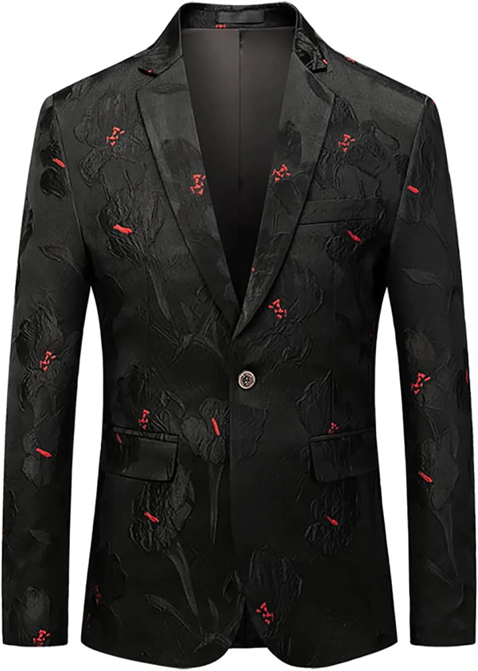 MOGU Mens Floral Tuxedo Blazer Slim Fit Stylish Jacquard Suit Jacket for Wedding Party Prom