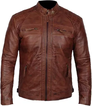 Motorcycle Black Leather Jacket Men - Vintage Biker Cafe Racer Real Lambskin Black Mens Motorcycle Jackets