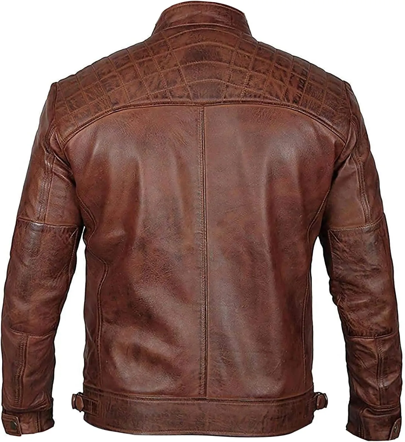 Motorcycle Black Leather Jacket Men - Vintage Biker Cafe Racer Real Lambskin Black Mens Motorcycle Jackets