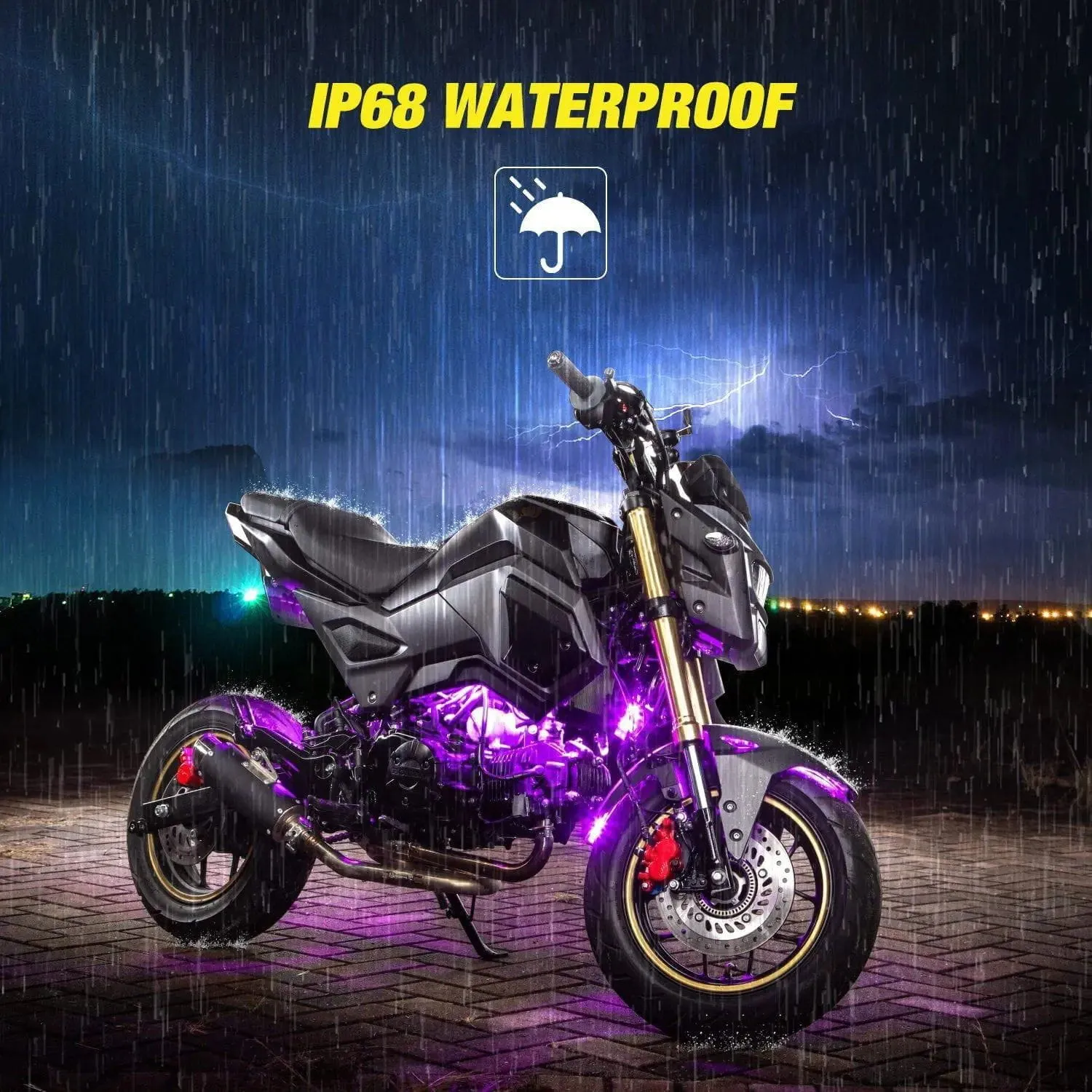 Motorcycle RGB Dual RF Remote Control LED Strip Lights 12PCS