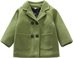 Mubineo Toddler Boy Girl Winter Basic Plain Trench Coat Warm Thick Coats (Green, 5T)