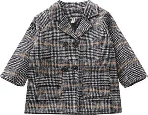 Mubineo Toddler Boy Girl Winter Basic Plain Trench Coat Warm Thick Coats (Houndstooth, 5T)