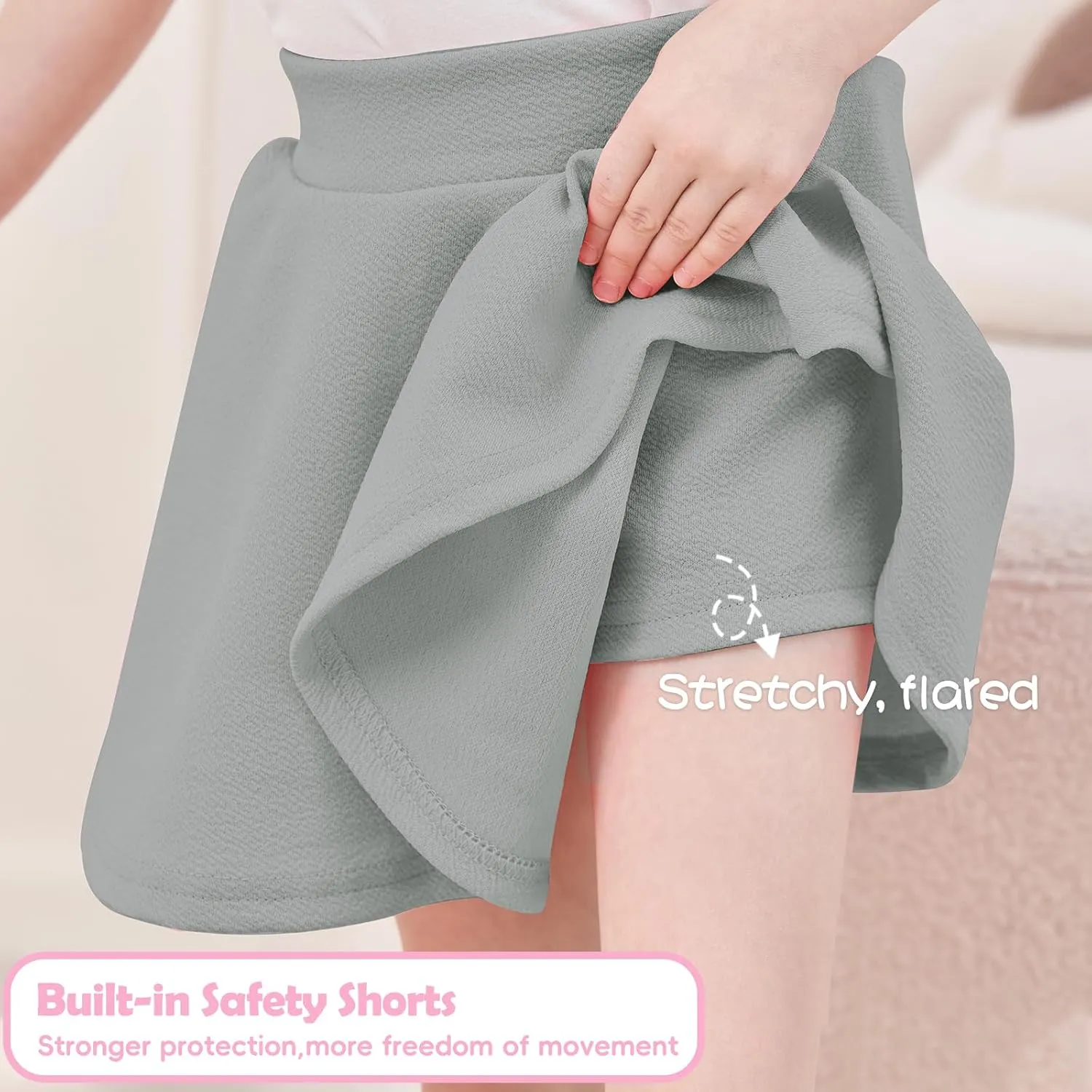 Neutocd Toddler Skirts Plain Flare Girl Skirt with Short Pleated Stretch Skater Skirts for Tennis Athletic School Sport