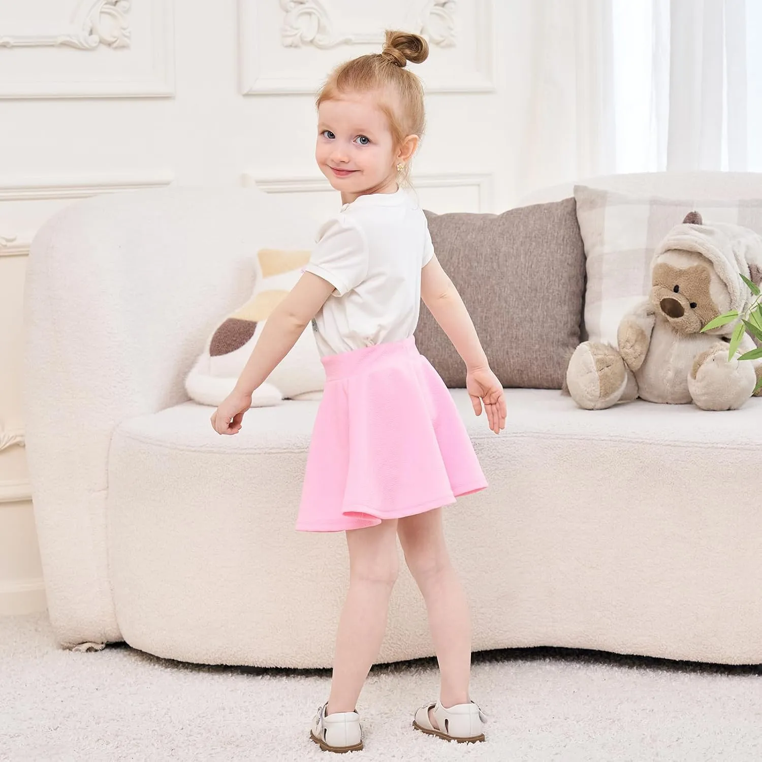 Neutocd Toddler Skirts Plain Flare Girl Skirt with Short Pleated Stretch Skater Skirts for Tennis Athletic School Sport