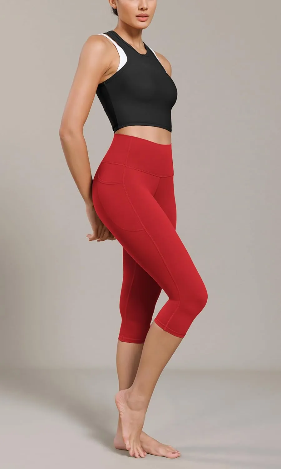 ODODOS Buttery Soft Lounge Yoga Capris with Pockets for Women, 14" / 19" / 21" High Waist Capri Leggings
