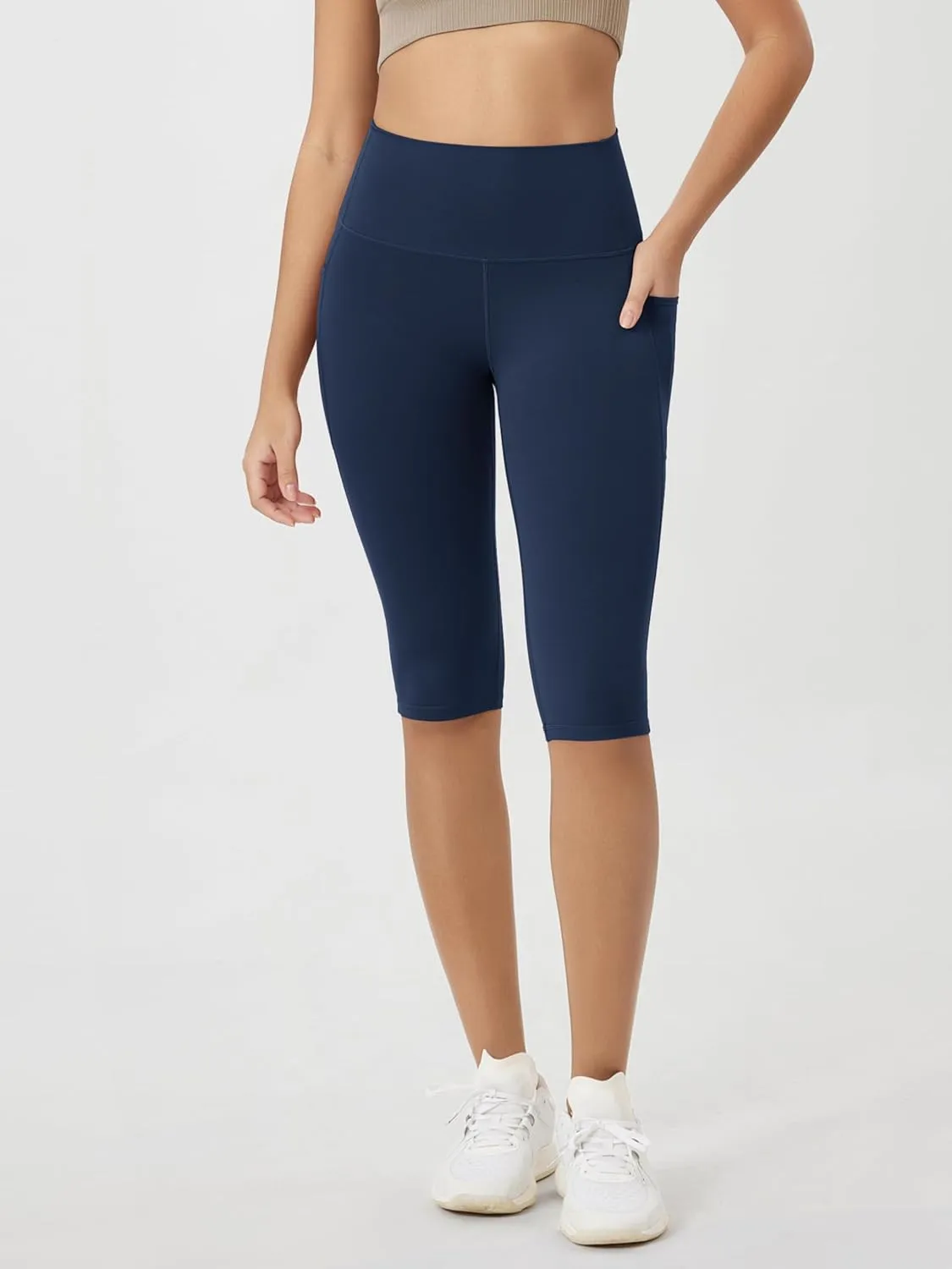 ODODOS Buttery Soft Lounge Yoga Capris with Pockets for Women, 14" / 19" / 21" High Waist Capri Leggings