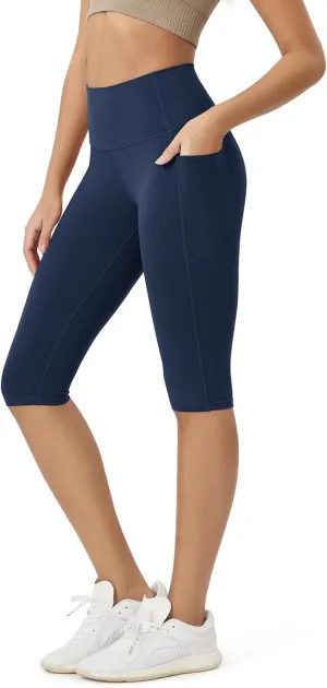 ODODOS Buttery Soft Lounge Yoga Capris with Pockets for Women, 14" / 19" / 21" High Waist Capri Leggings