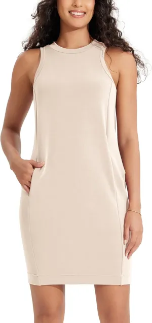 ODODOS Modal Soft Loose Tank Dress for Women Casual Sleeveless Sundress with Kangaroo Pocket Summer Dress