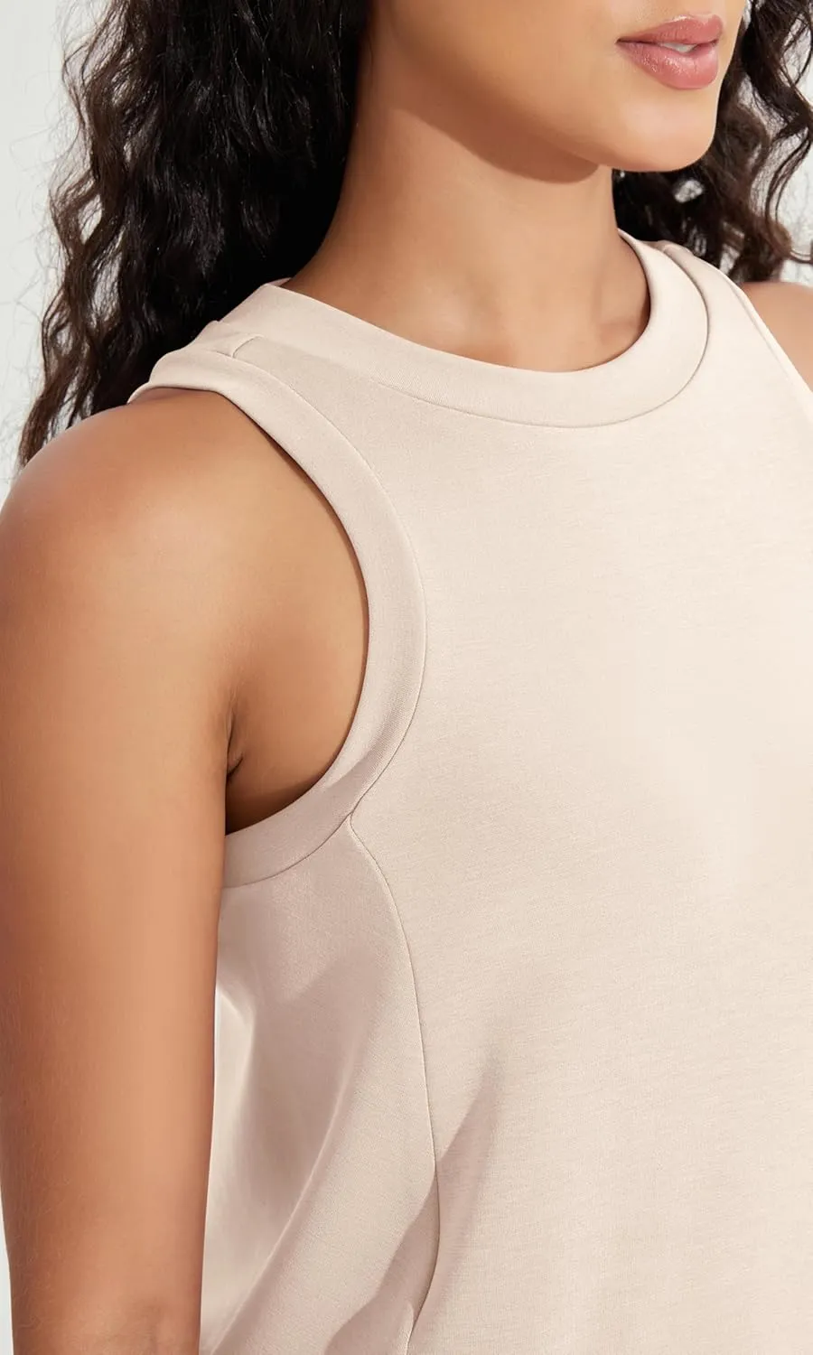 ODODOS Modal Soft Loose Tank Dress for Women Casual Sleeveless Sundress with Kangaroo Pocket Summer Dress
