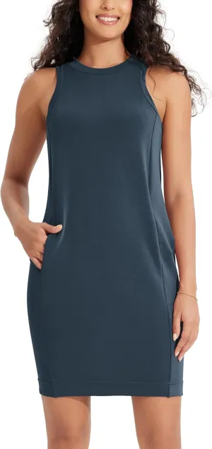 ODODOS Modal Soft Loose Tank Dress for Women Casual Sleeveless Sundress with Kangaroo Pocket Summer Dress