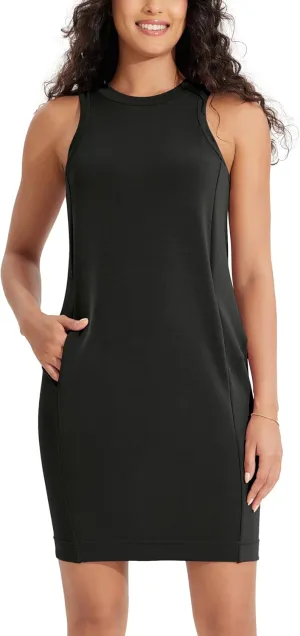 ODODOS Modal Soft Loose Tank Dress for Women Casual Sleeveless Sundress with Kangaroo Pocket Summer Dress