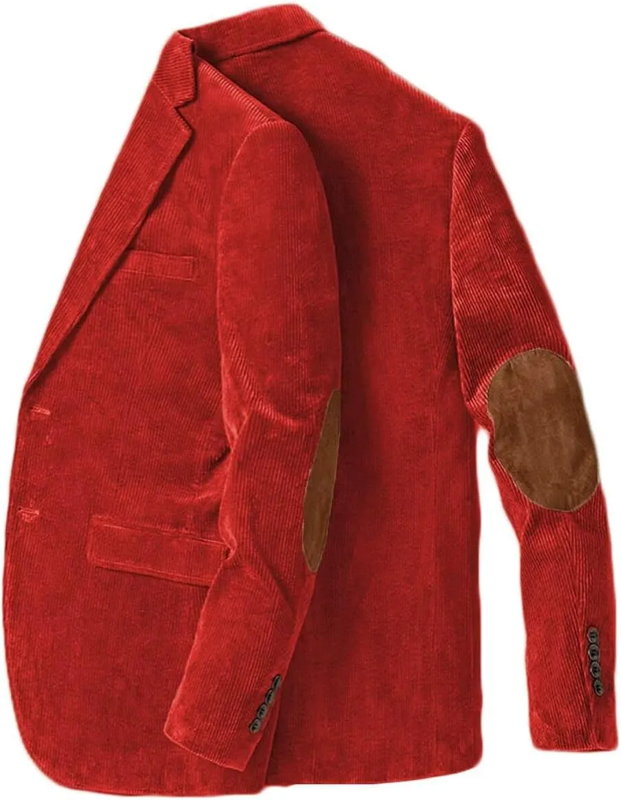 ONAXTDA Men's Corduroy Blazer with Elbow Patch Business Casual Jacket Spring Fall Sport Coats