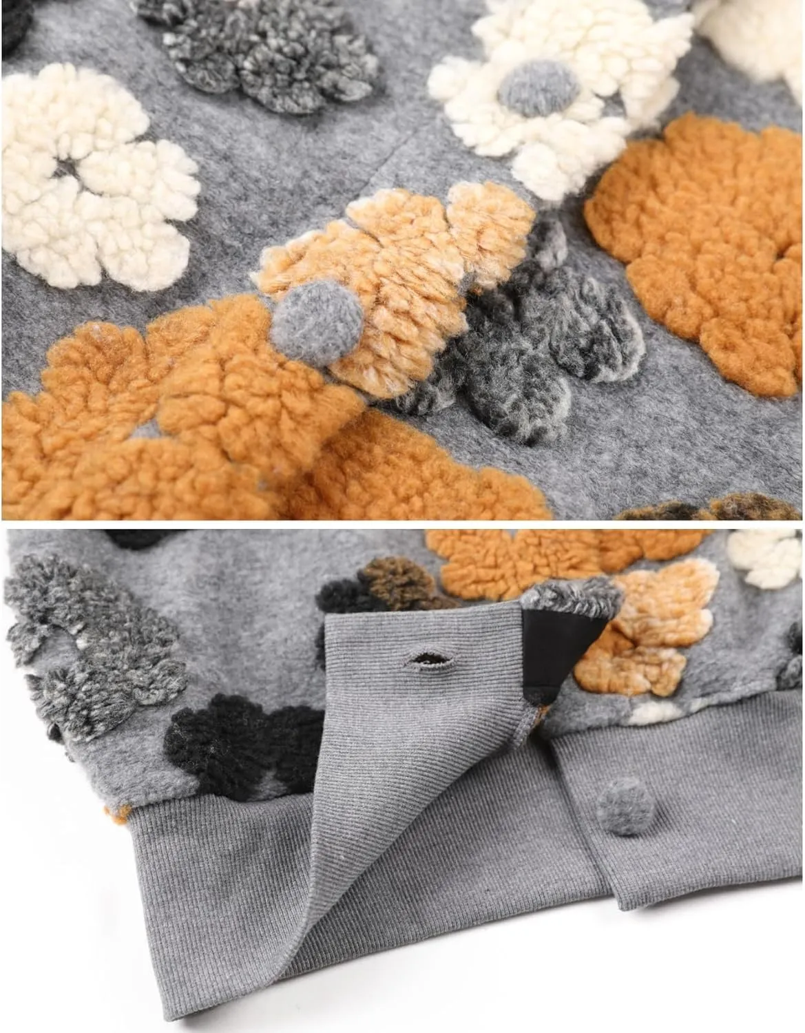 OPCAKM Women's Cropped Floral Print Shacket Jackets Round Neck Long Sleeve Bomber Coat Outerwears