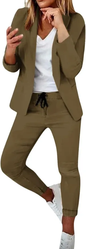 Pants Suits for Women 2 Piece Set Business Casual Outfits Blazer Work Office Jackets and Pencil Pants Dressy Suit