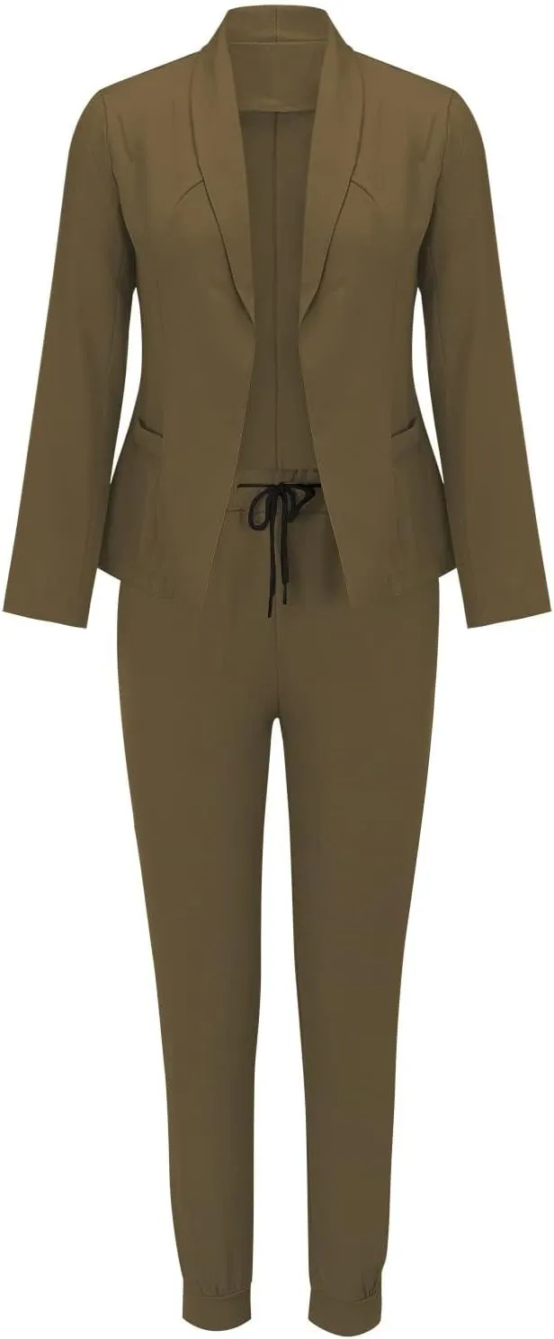 Pants Suits for Women 2 Piece Set Business Casual Outfits Blazer Work Office Jackets and Pencil Pants Dressy Suit