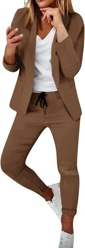 Pants Suits for Women 2 Piece Set Business Casual Outfits Blazer Work Office Jackets and Pencil Pants Dressy Suit