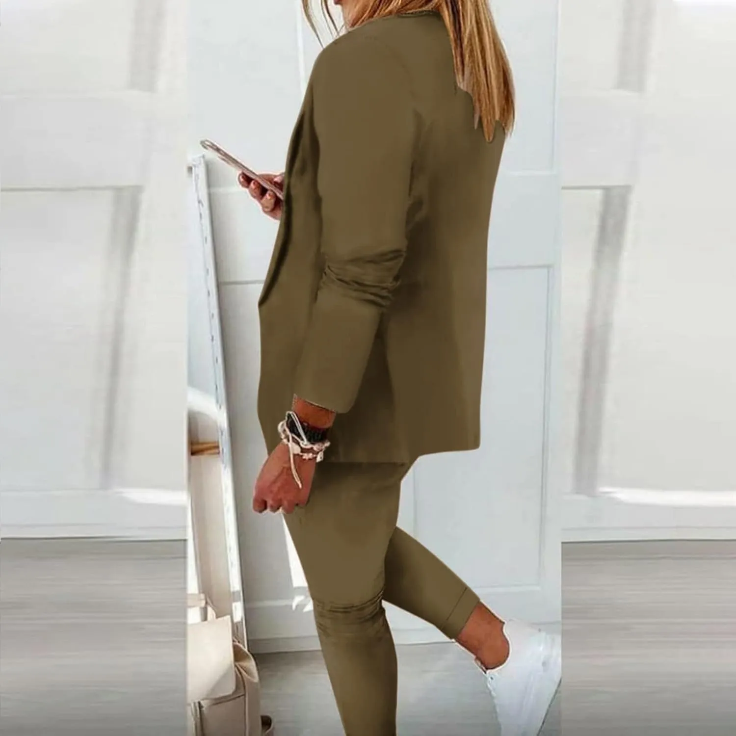 Pants Suits for Women 2 Piece Set Business Casual Outfits Blazer Work Office Jackets and Pencil Pants Dressy Suit