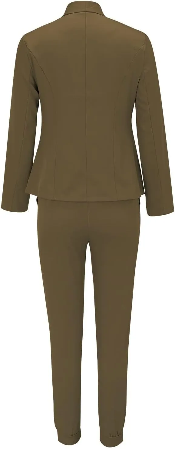 Pants Suits for Women 2 Piece Set Business Casual Outfits Blazer Work Office Jackets and Pencil Pants Dressy Suit