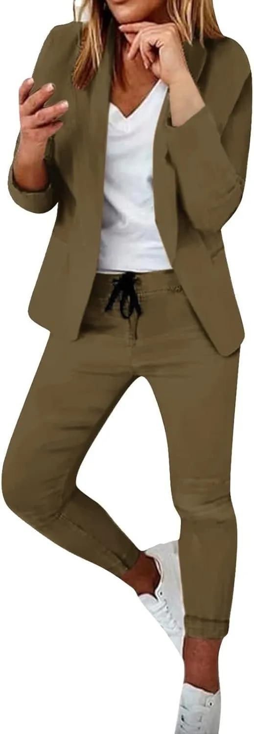 Pants Suits for Women 2 Piece Set Business Casual Outfits Blazer Work Office Jackets and Pencil Pants Dressy Suit