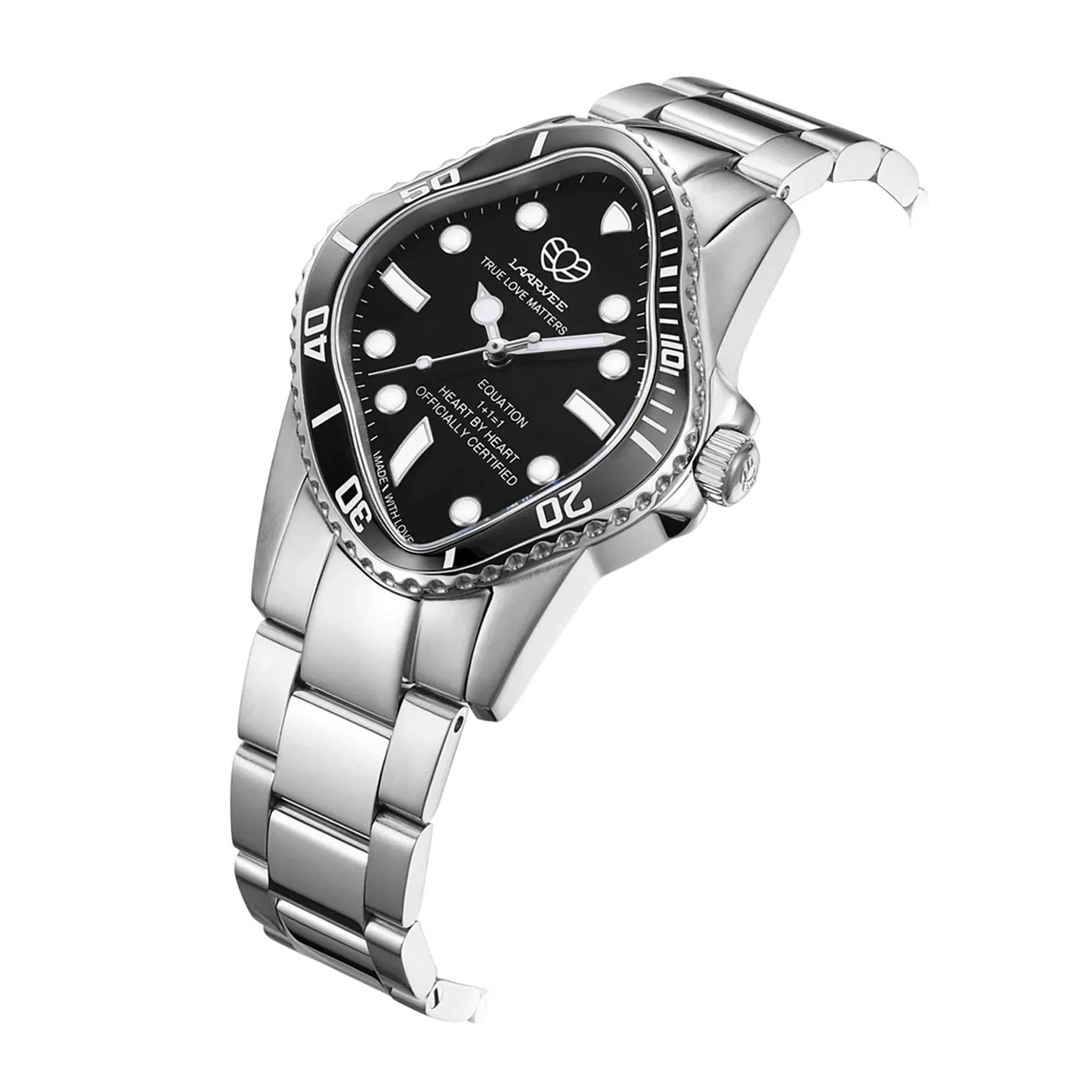 PEA101 / SILVER PRECISION STEEL&BLACK CERAMIC BEZEL&BLACK DIAL