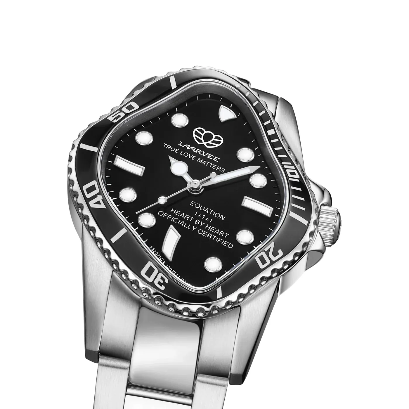 PEA101 / SILVER PRECISION STEEL&BLACK CERAMIC BEZEL&BLACK DIAL