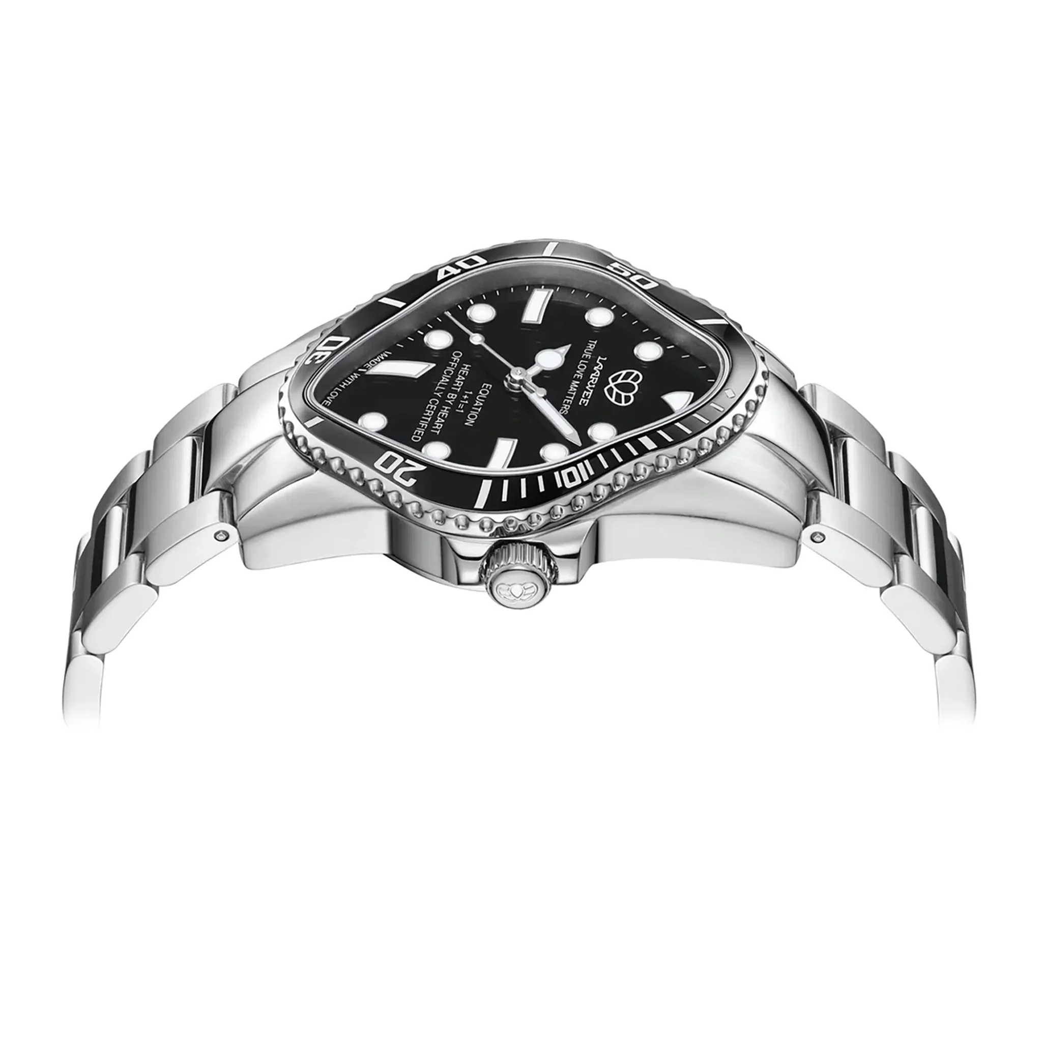 PEA101 / SILVER PRECISION STEEL&BLACK CERAMIC BEZEL&BLACK DIAL