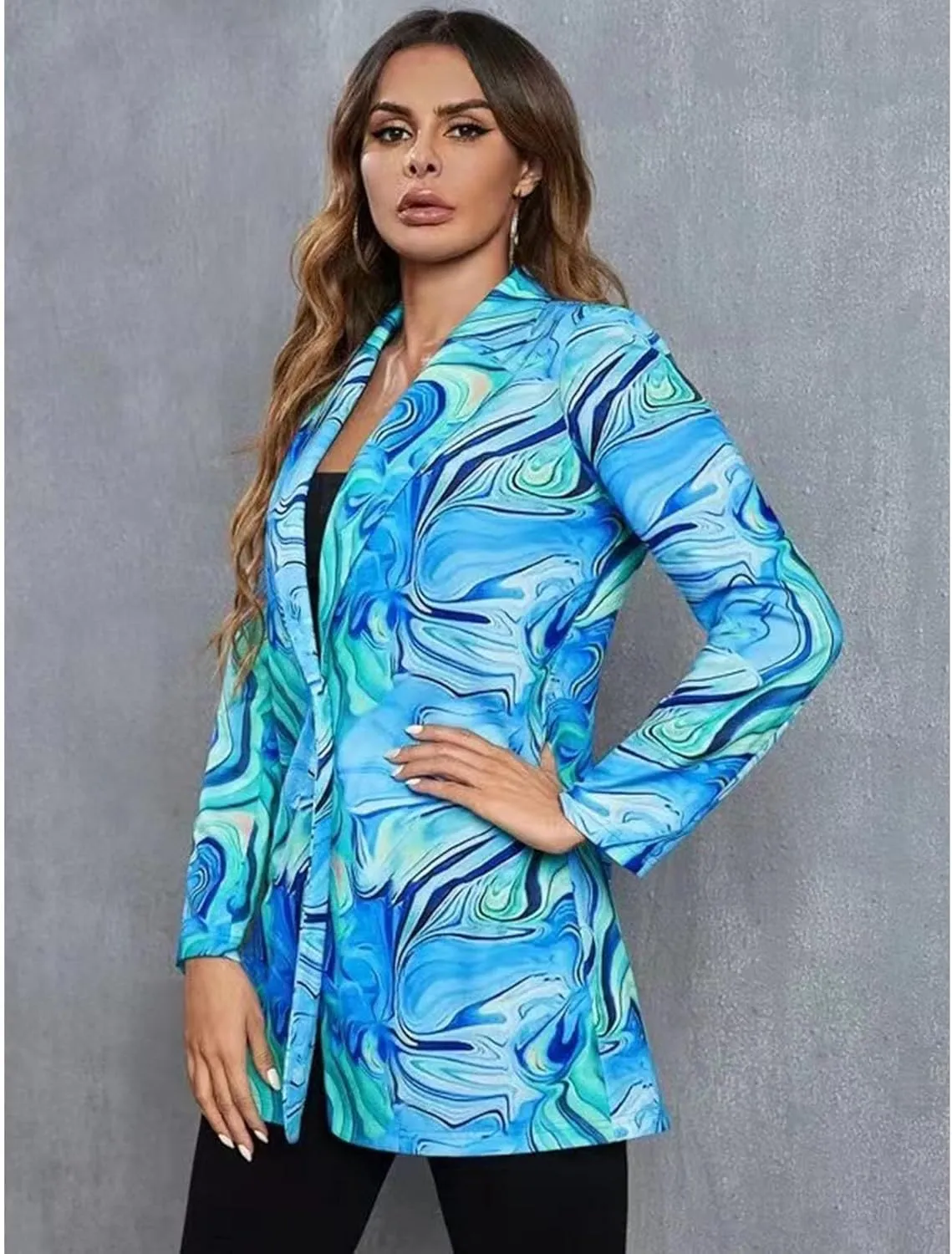Printed Blazers for Women Colorful Women's Long Sleeves Notch Lapel Floral Blazer Casual Suit Jacket