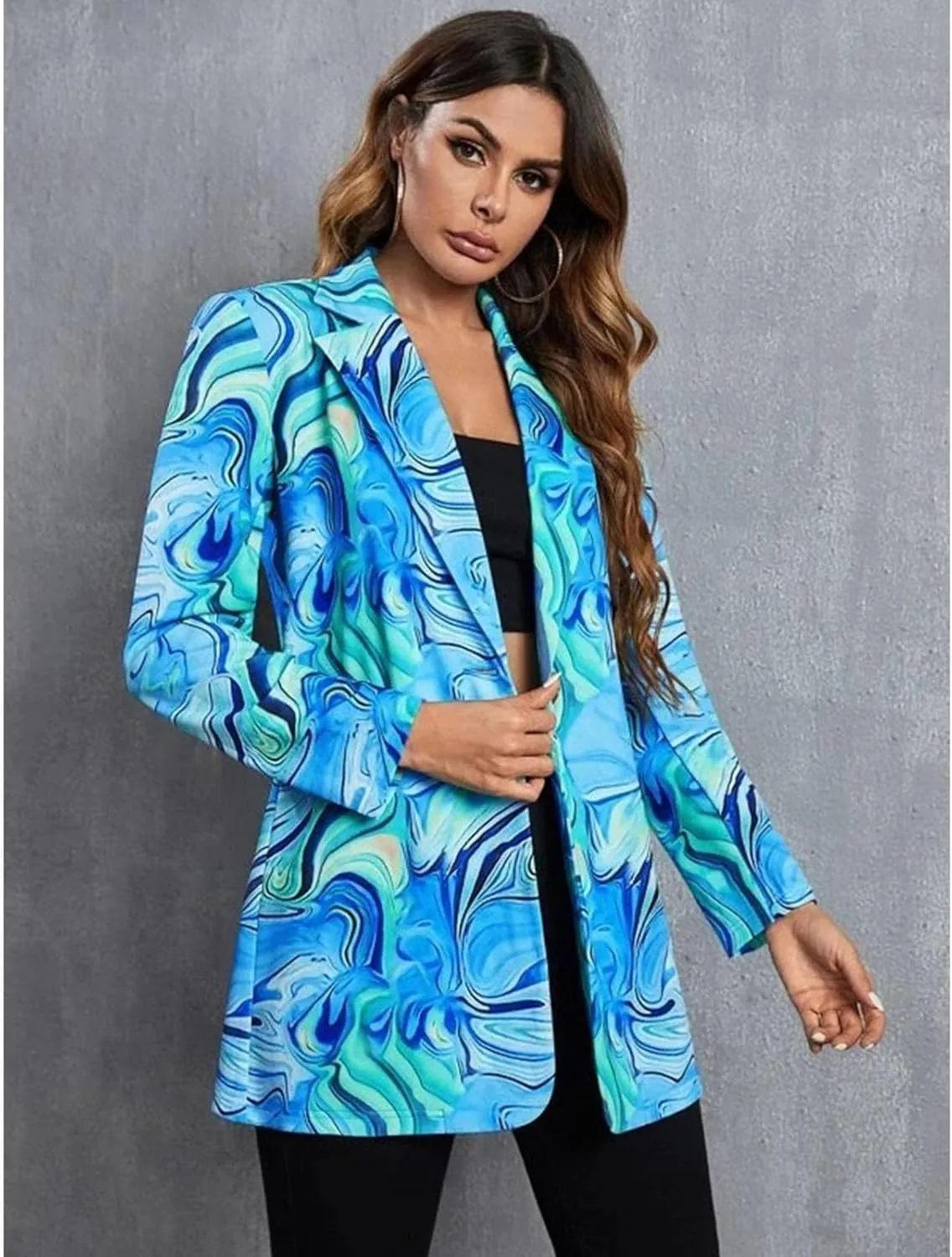 Printed Blazers for Women Colorful Women's Long Sleeves Notch Lapel Floral Blazer Casual Suit Jacket
