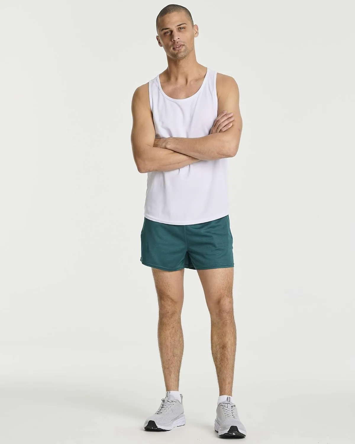 Real Essentials 4 Pack: Men's 3 Inch Mesh Running Short Shorts with Zipper Pockets - Quick Dry Gym Athletic