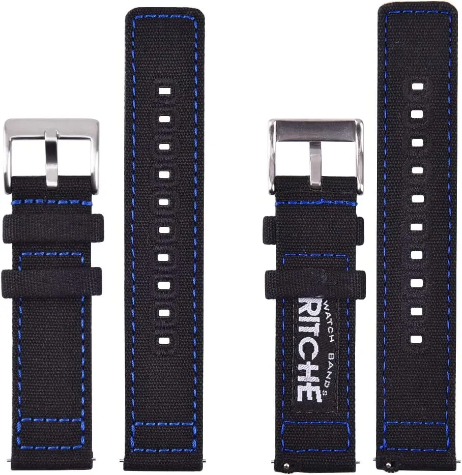 Ritche Christmas Gift Canvas Quick Release Watch Band 18mm 20mm 22mm 24mm Replacement Watch Straps for Men Women, White Elephant Gifts, Stocking Stuffers for Men