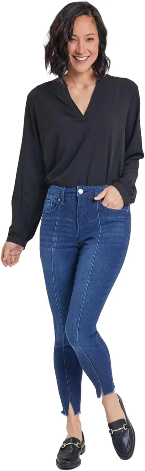Royalty For Me Womens Women's High Rise Skinny Jean with Front Seam and Slit Detail Lifestyle Collection