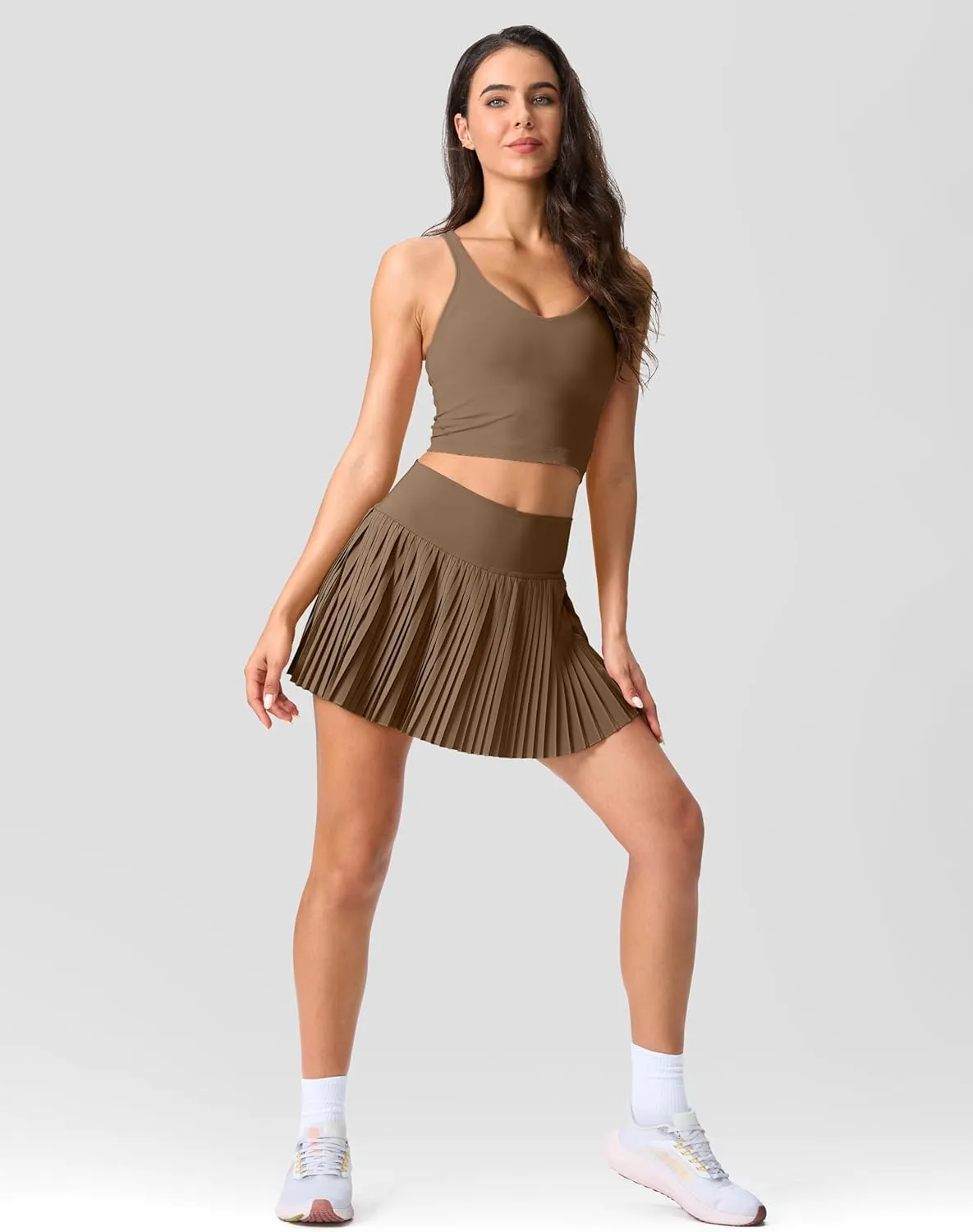 SANTINY Pleated Tennis Skirt for Women with Pockets Shorts Women's High Waisted Lightweight Athletic Golf Skorts Skirts