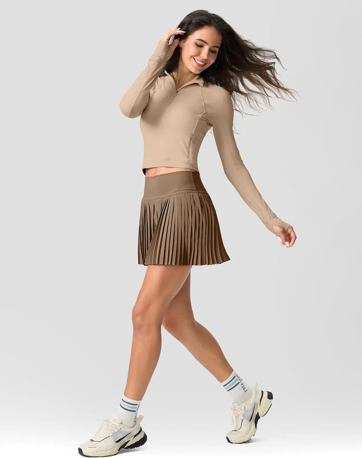 SANTINY Pleated Tennis Skirt for Women with Pockets Shorts Women's High Waisted Lightweight Athletic Golf Skorts Skirts