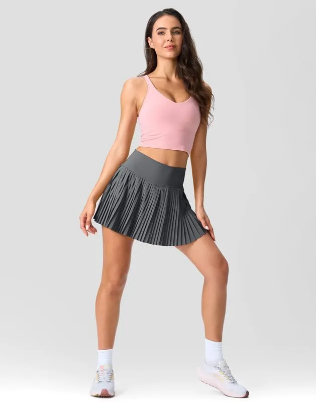 SANTINY Pleated Tennis Skirt for Women with Pockets Shorts Women's High Waisted Lightweight Athletic Golf Skorts Skirts
