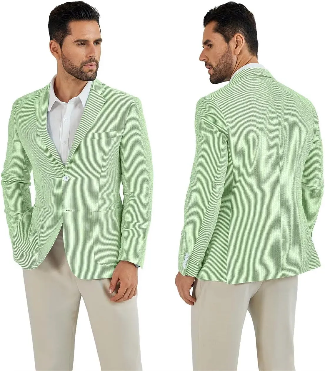 Seersucker Mens Suit Jacket Slim Fit Casual Blazer Summer Sport Coats Wedding Suits Jackets Prom Tuxedo Blazers