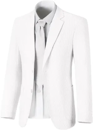 Seersucker Mens Suit Jacket Slim Fit Casual Blazer Summer Sport Coats Wedding Suits Jackets Prom Tuxedo Blazers
