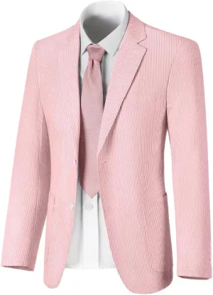 Seersucker Mens Suit Jacket Slim Fit Casual Blazer Summer Sport Coats Wedding Suits Jackets Prom Tuxedo Blazers