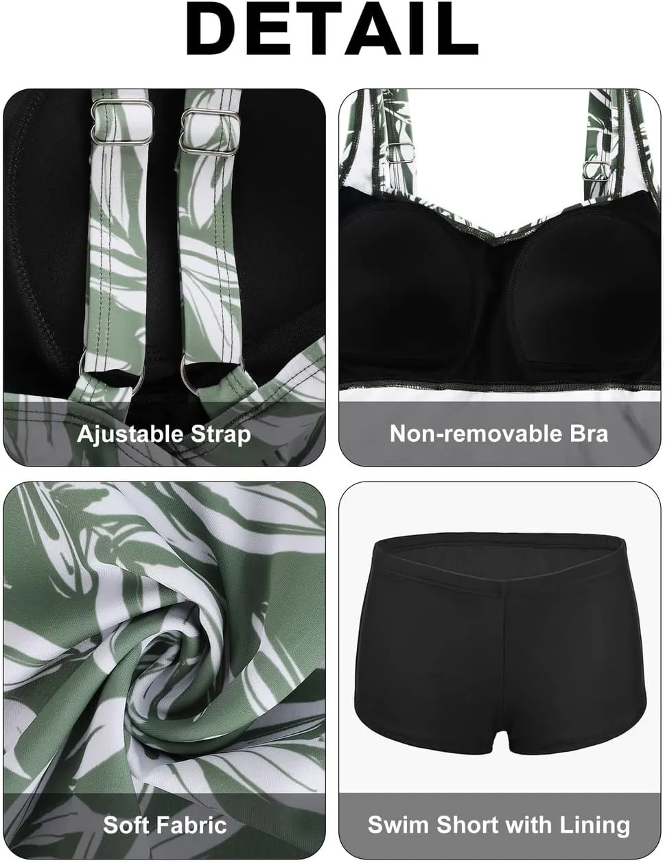 Septangle Bathing Suit for Women with Shorts Twist Front Two Piece Tankini Swimsuits Tummy Control Swimwear