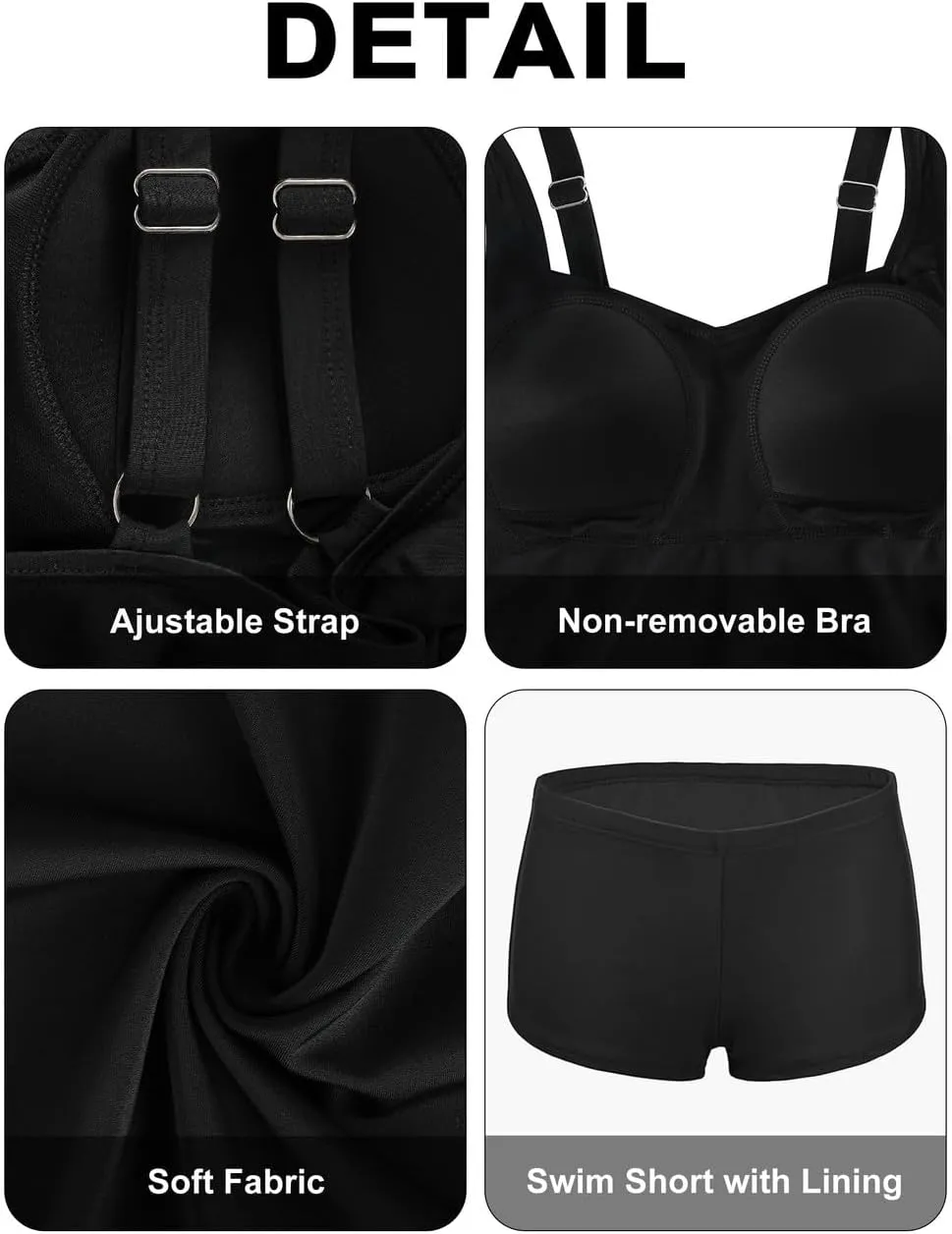 Septangle Bathing Suit for Women with Shorts Twist Front Two Piece Tankini Swimsuits Tummy Control Swimwear