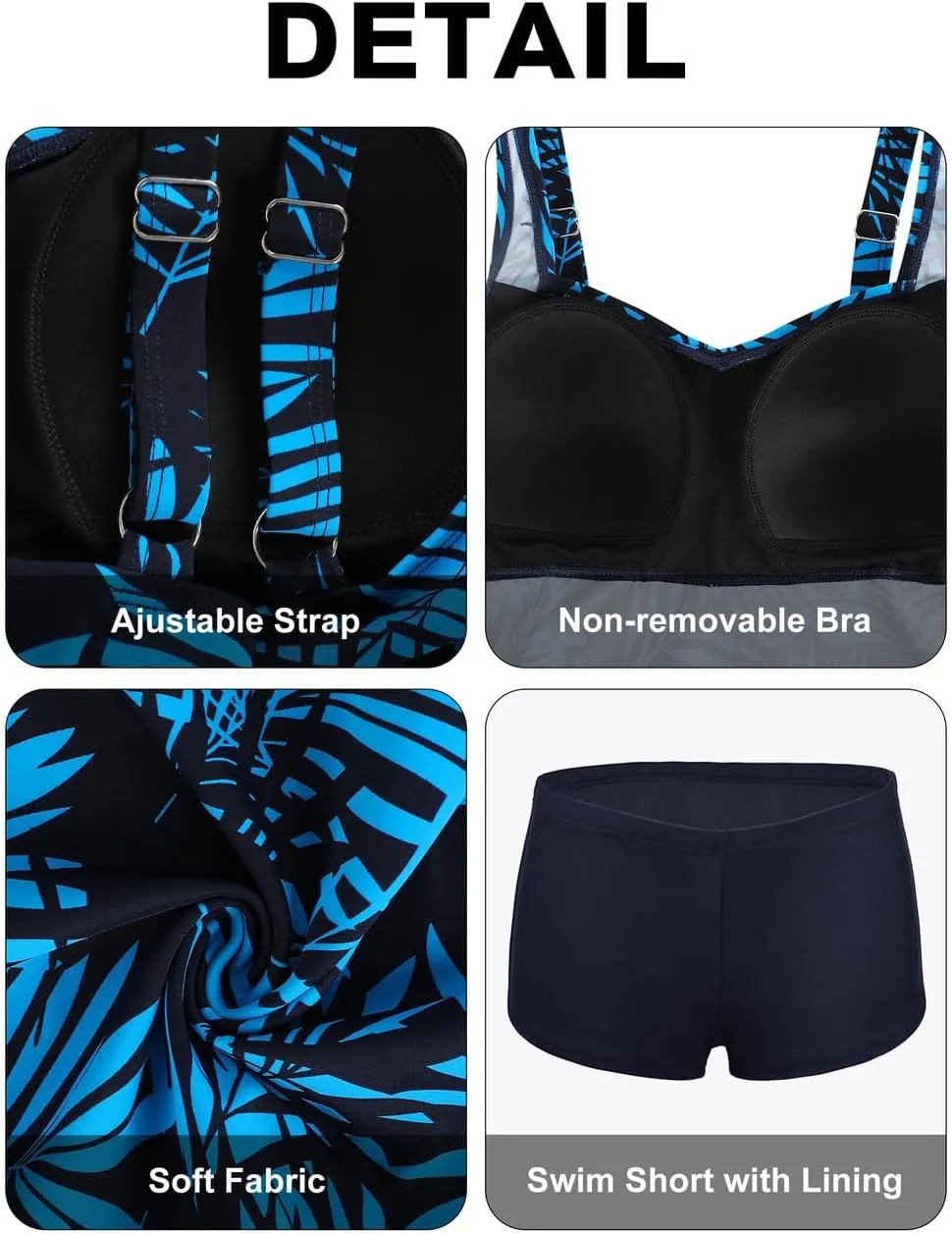 Septangle Bathing Suit for Women with Shorts Twist Front Two Piece Tankini Swimsuits Tummy Control Swimwear