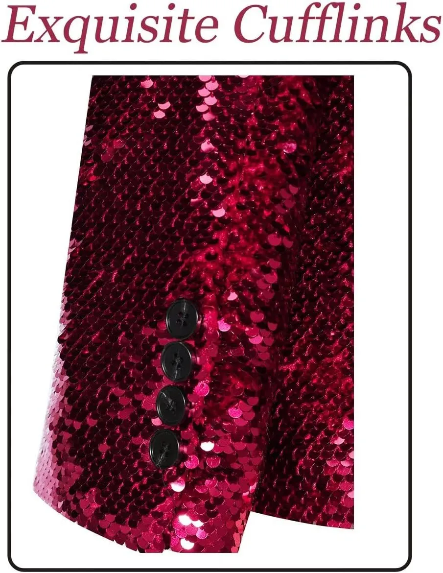 Sequin Blazer for Men Shiny Suit Jackets for Prom Party Banquet Shawl Collar Mens Tuxedo Coats