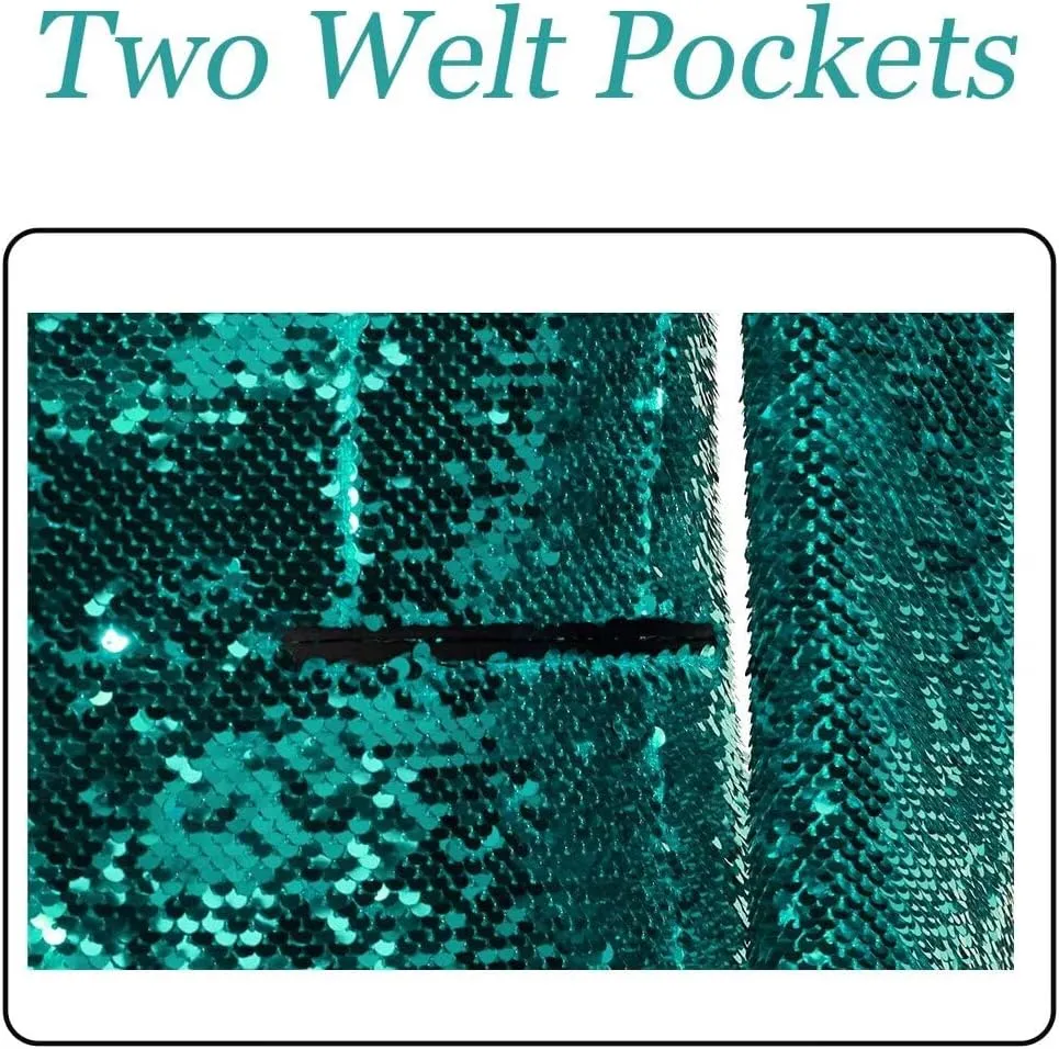 Sequin Blazer for Men Shiny Suit Jackets for Prom Party Banquet Shawl Collar Mens Tuxedo Coats