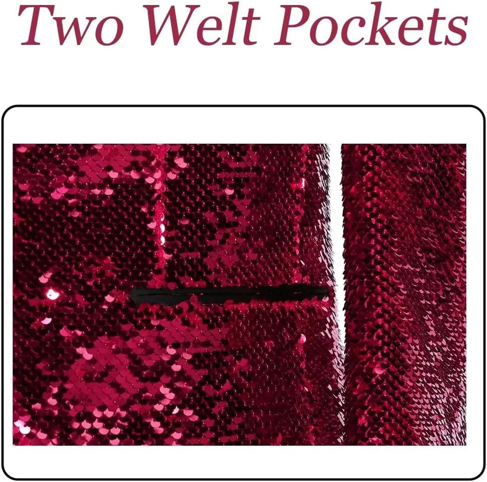Sequin Blazer for Men Shiny Suit Jackets for Prom Party Banquet Shawl Collar Mens Tuxedo Coats